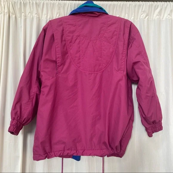 Vintage London Fog Pink Blue Puffer Jacket Warm Winter Coat womens size small - Picture 8 of 10